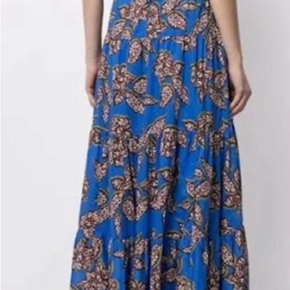 NWT Alexis Joyette Halter Blue and Brown Floral Maxi Dress - Picture 3 of 10